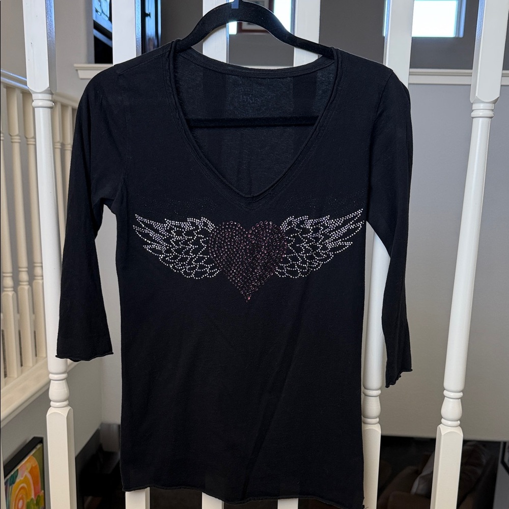 JAKE’S Black Winged Heart Women's Top